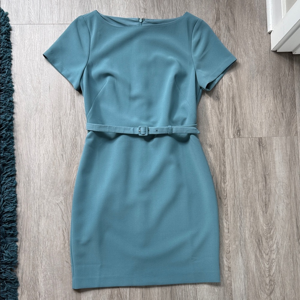 Ann Taylor Elegant Teal Belted Dress